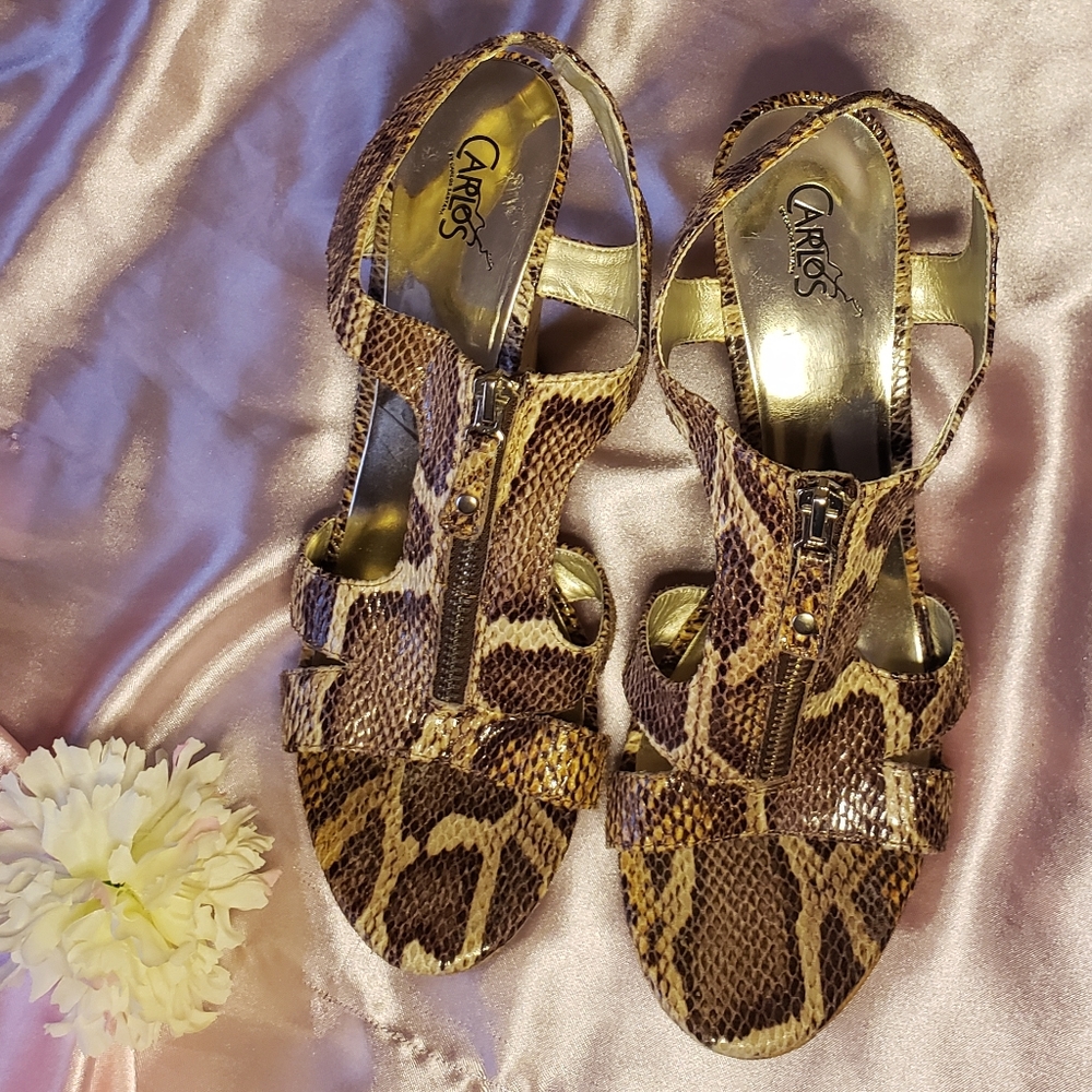 Snake skin wedge heels